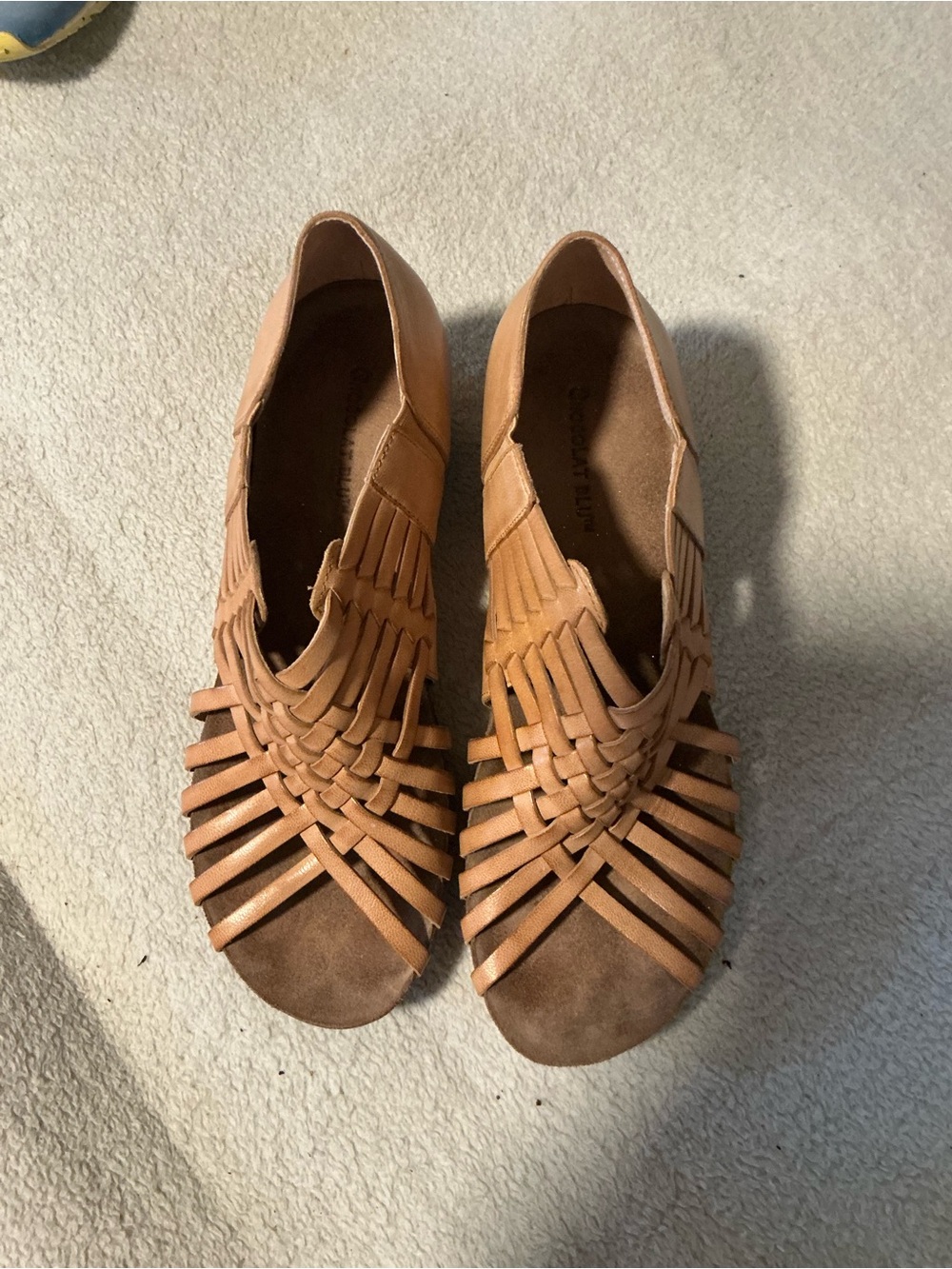 Chocolat Blu Woven Open-Toe Sandals in Light Brown